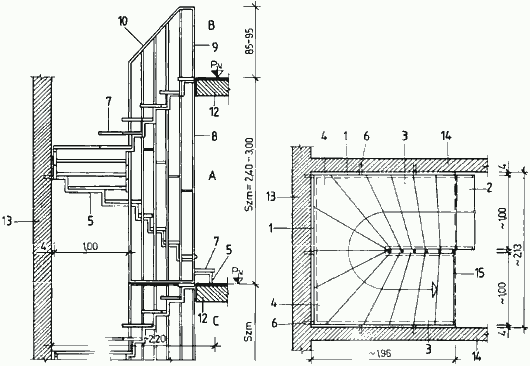 Прямолинейная лестница с поворотом на 1/2 в середине пути Прямолинейная лестница с поворотом на 1/2 в середине пути