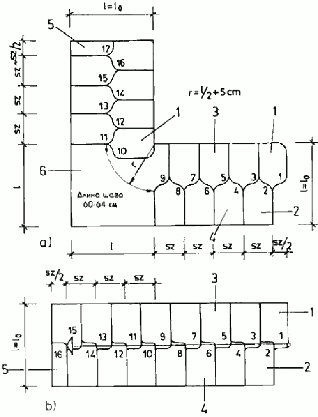 Промежуточная площадка в лестнице гусиный шаг