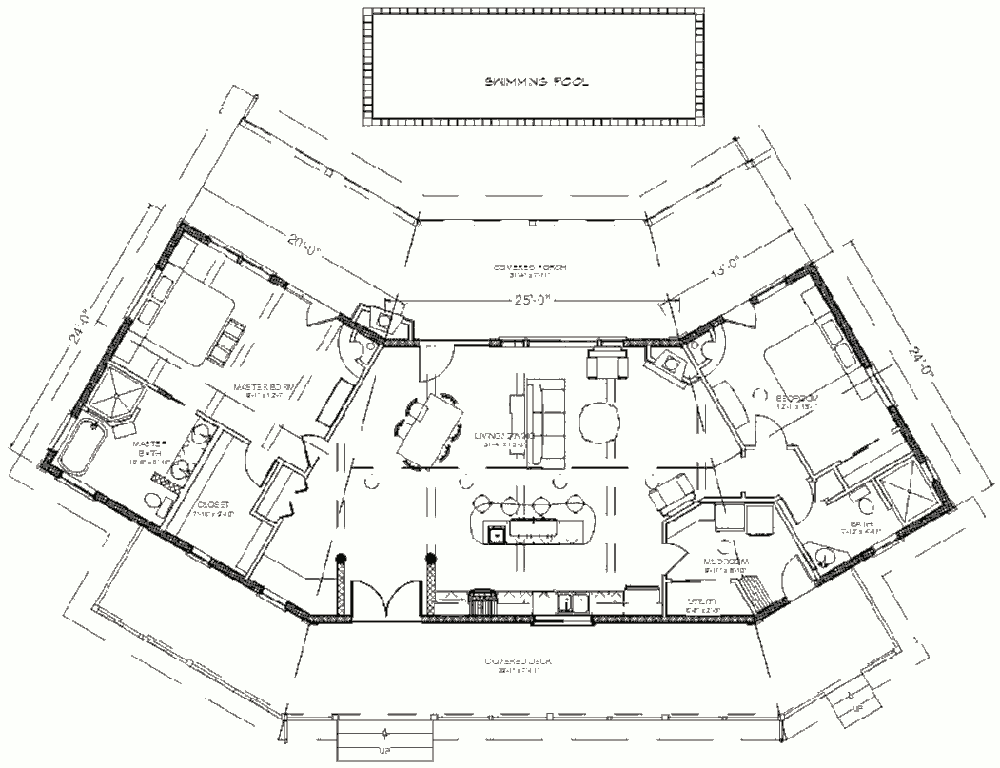 Каркасный дом Southwest Ranch 1700, план
