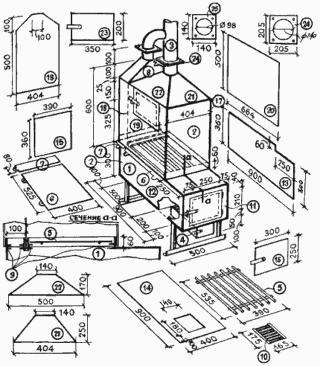 Детали банной печи