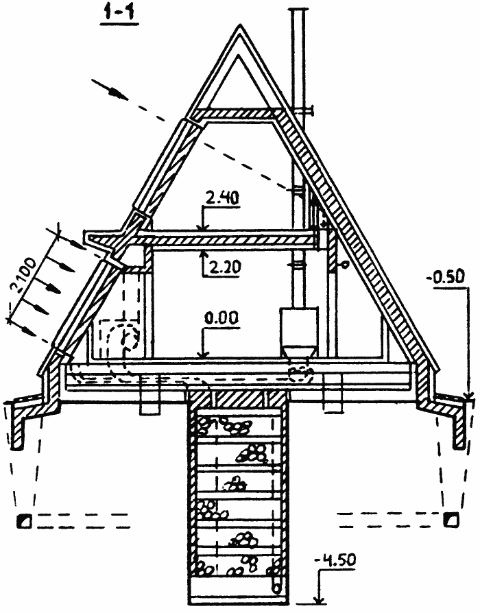 Конструкция солнечного дома, разрез
